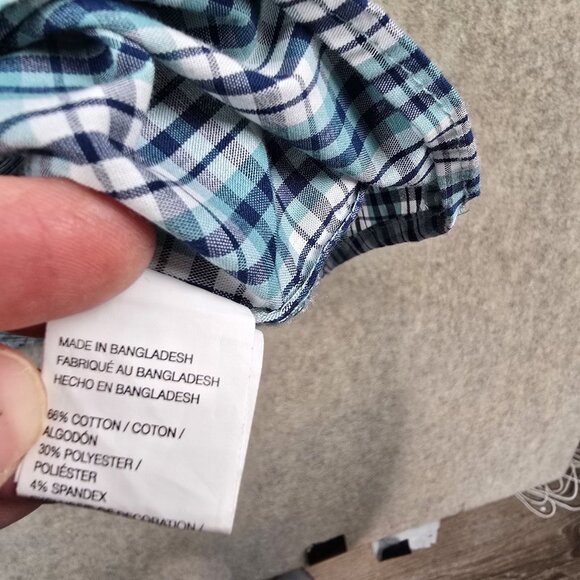 Izod Mens Button-Down Shirt Blue/Green Plaid Size 4XL Cotton/Polyester/Spandex - Picture 4 of 6